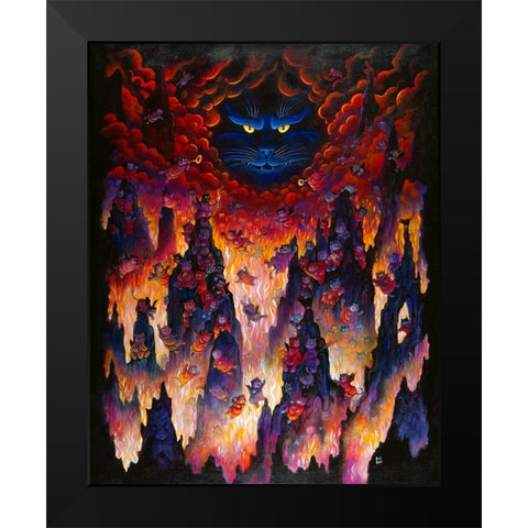 Horny Little Devils Black Modern Wood Framed Art Print by Bell, Bill