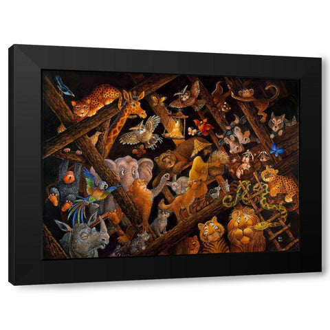 Stormy Night Black Modern Wood Framed Art Print with Double Matting by Bell, Bill
