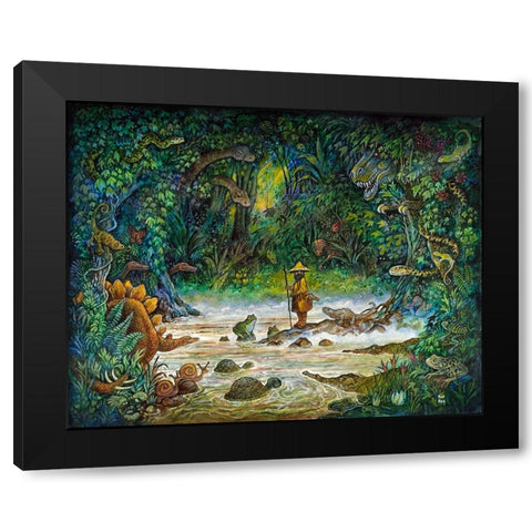 Noah And The Swamp Things Black Modern Wood Framed Art Print with Double Matting by Bell, Bill