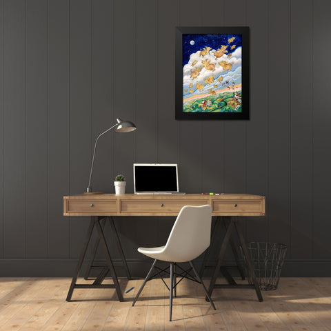 If Pigs Could Fly Black Modern Wood Framed Art Print by Bell, Bill