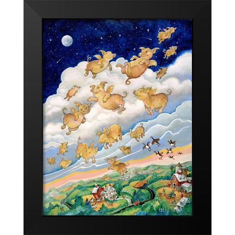 If Pigs Could Fly Black Modern Wood Framed Art Print by Bell, Bill