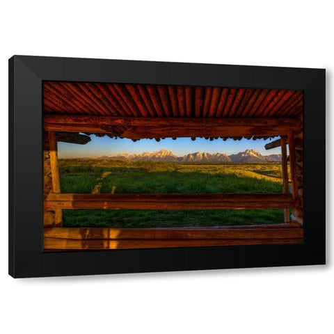 Breezeway View Of The Grand Tetons Black Modern Wood Framed Art Print by Sherrell, Bill