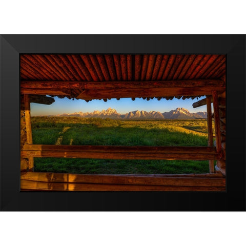 Breezeway View Of The Grand Tetons Black Modern Wood Framed Art Print by Sherrell, Bill
