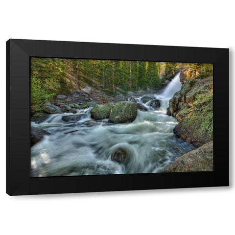 First Rays Over Alberta Falls Black Modern Wood Framed Art Print by Sherrell, Bill