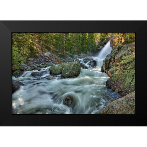 First Rays Over Alberta Falls Black Modern Wood Framed Art Print by Sherrell, Bill