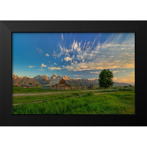Golden Teton Morning Black Modern Wood Framed Art Print by Sherrell, Bill