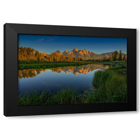 On Golden Pond Black Modern Wood Framed Art Print with Double Matting by Sherrell, Bill