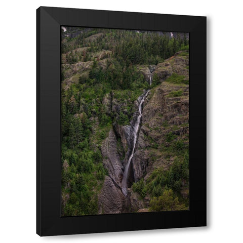 Ribbon Falls Black Modern Wood Framed Art Print with Double Matting by Sherrell, Bill