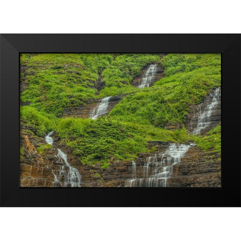 Waterfall Encounter Black Modern Wood Framed Art Print by Sherrell, Bill