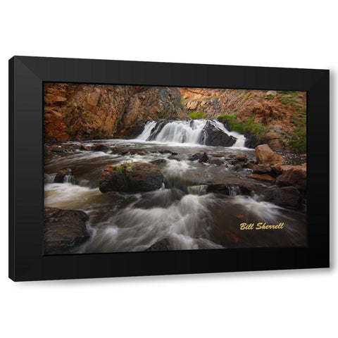 Waterfall Journey Black Modern Wood Framed Art Print with Double Matting by Sherrell, Bill