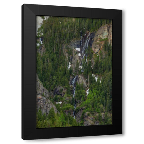 Waterfalls And Green Trees Black Modern Wood Framed Art Print with Double Matting by Sherrell, Bill