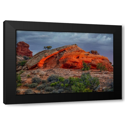 A Glowing Rock At Sunset Black Modern Wood Framed Art Print by Sherrell, Bill