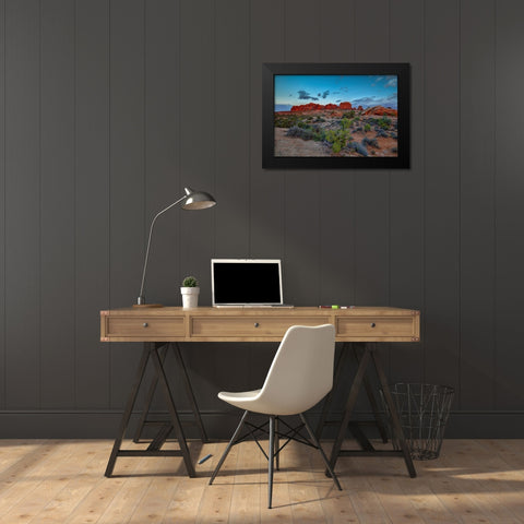 A Utah Rock And Glow Sunset Black Modern Wood Framed Art Print by Sherrell, Bill