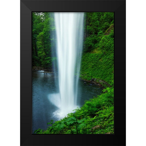 Beauty Behind A Waterfall Black Modern Wood Framed Art Print by Sherrell, Bill