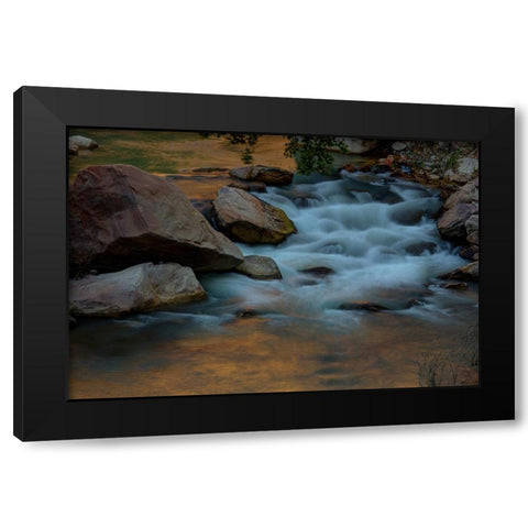 Cascading Water Black Modern Wood Framed Art Print with Double Matting by Sherrell, Bill