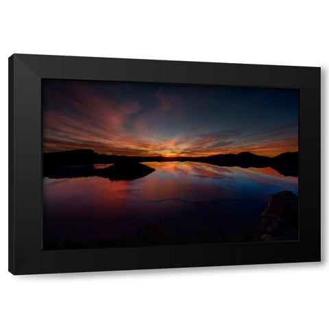 Dawn At Crater Lake 1 Black Modern Wood Framed Art Print by Sherrell, Bill