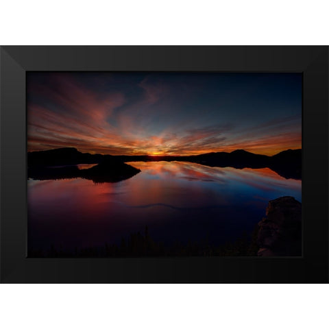 Dawn At Crater Lake 1 Black Modern Wood Framed Art Print by Sherrell, Bill