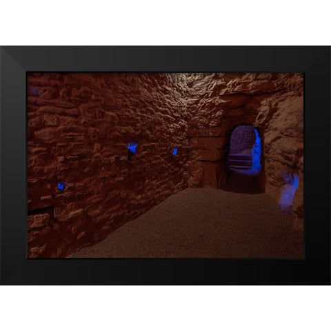 Inside a Puebloan Cliff Dwelling Black Modern Wood Framed Art Print by Sherrell, Bill