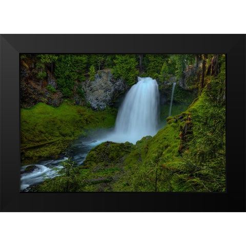 Sahalie Falls Black Modern Wood Framed Art Print by Sherrell, Bill