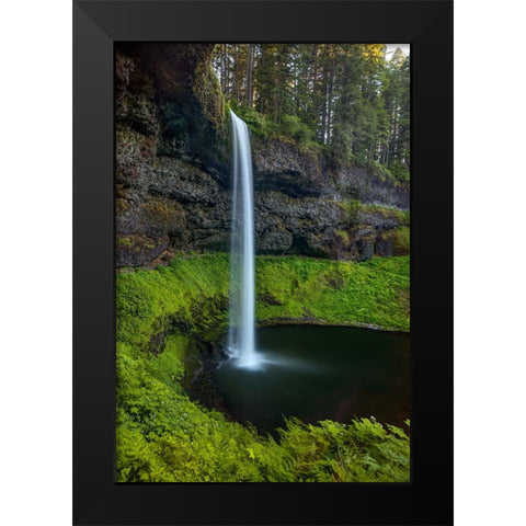 Silver Falls-Oregon 1 Black Modern Wood Framed Art Print by Sherrell, Bill