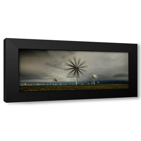 Storm Over Windmills Black Modern Wood Framed Art Print with Double Matting by Sherrell, Bill