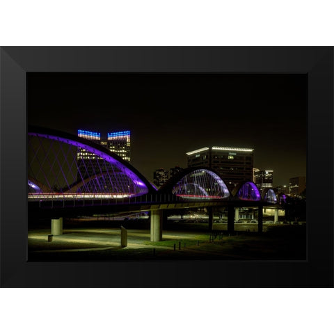 The West 7th Street Bridge-Fort Worth,Texas Black Modern Wood Framed Art Print by Sherrell, Bill