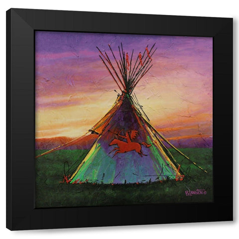 Red Horse Black Modern Wood Framed Art Print with Double Matting by Langton, Bruce