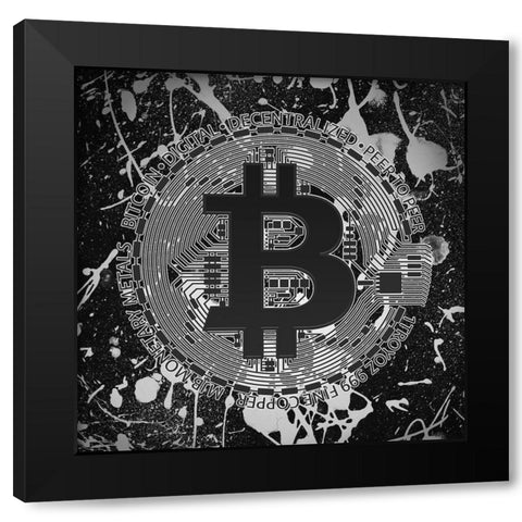 Bitcoin 2 Black Modern Wood Framed Art Print with Double Matting by Gray, Cameron