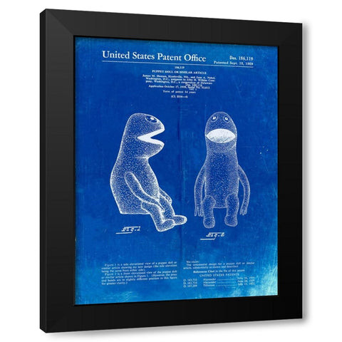 PP2-Faded Blueprint Wilkins Coffee Muppet Patent Poster Black Modern Wood Framed Art Print with Double Matting by Borders, Cole