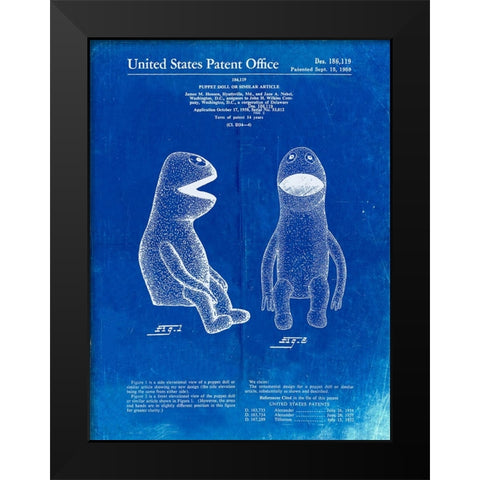 PP2-Faded Blueprint Wilkins Coffee Muppet Patent Poster Black Modern Wood Framed Art Print by Borders, Cole