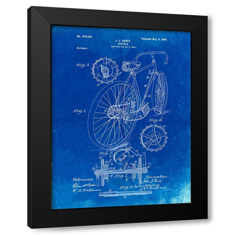 PP25-Faded Blueprint Eagle Quad Racing Bicycle Poster Black Modern Wood Framed Art Print with Double Matting by Borders, Cole