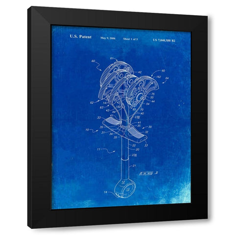 PP61-Faded Blueprint Omega Pacific Link Climbing Cam Patent Poster Black Modern Wood Framed Art Print with Double Matting by Borders, Cole