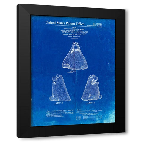PP75-Faded Blueprint Wilkins Coffee (Wontkins) Muppet Patent Poster Black Modern Wood Framed Art Print by Borders, Cole