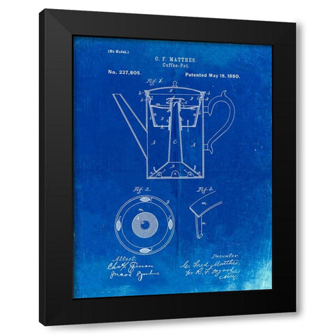 PP78-Faded Blueprint Coffee Percolator 1880 Patent Art Black Modern Wood Framed Art Print by Borders, Cole