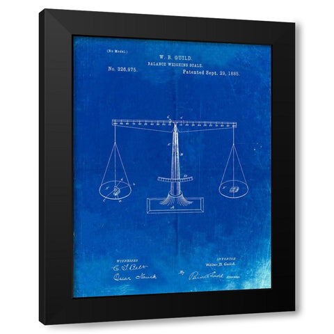 PP84-Faded Blueprint Scales of Justice Patent Poster Black Modern Wood Framed Art Print by Borders, Cole