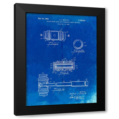 PP85-Faded Blueprint Gavel 1953 Patent Poster Black Modern Wood Framed Art Print with Double Matting by Borders, Cole