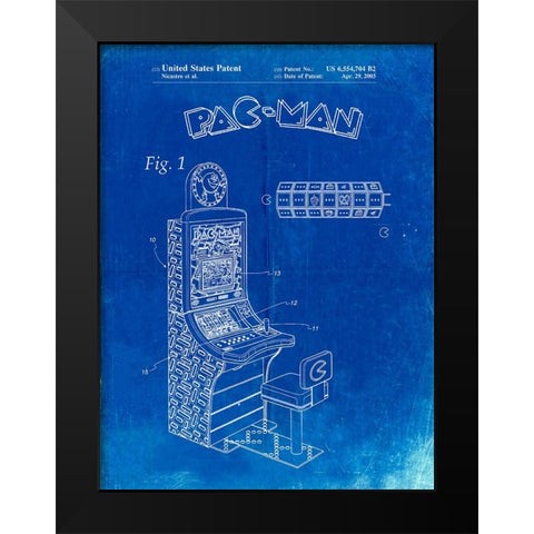 PP282-Faded Blueprint Fender Pedal Steel Guitar Patent Poster Black Modern Wood Framed Art Print by Borders, Cole