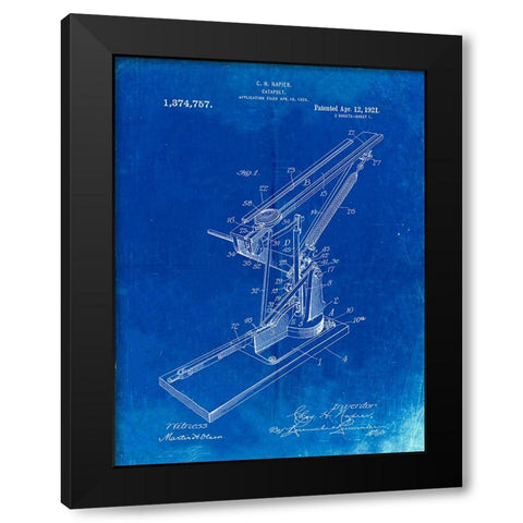 PP284-Faded Blueprint Clay Skeet Thrower Black Modern Wood Framed Art Print by Borders, Cole