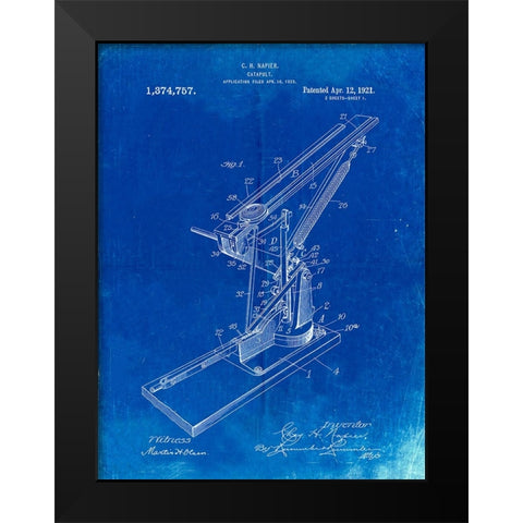 PP284-Faded Blueprint Clay Skeet Thrower Black Modern Wood Framed Art Print by Borders, Cole