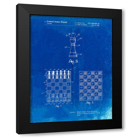 PP286-Faded Blueprint Speed Chess Game Patent Poster Black Modern Wood Framed Art Print by Borders, Cole