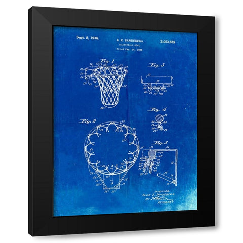 PP323-Faded Blueprint Golden Gate Bridge Main Tower Patent Poster Black Modern Wood Framed Art Print by Borders, Cole