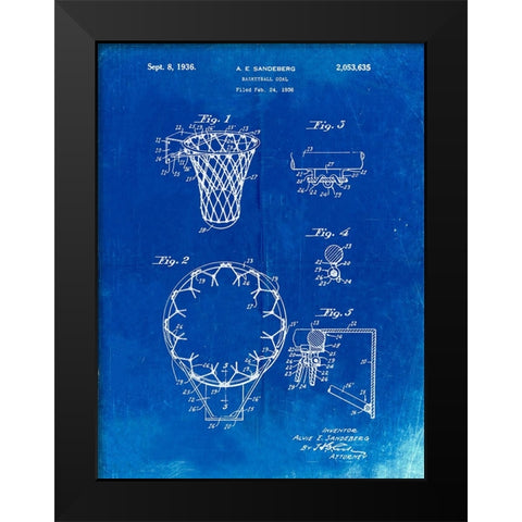 PP323-Faded Blueprint Golden Gate Bridge Main Tower Patent Poster Black Modern Wood Framed Art Print by Borders, Cole