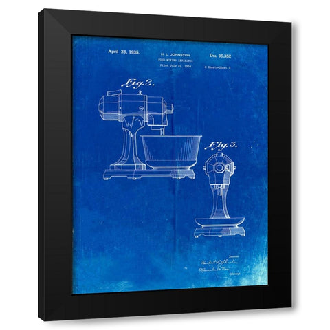 PP337-Faded Blueprint KitchenAid Mixer Patent Poster Black Modern Wood Framed Art Print by Borders, Cole