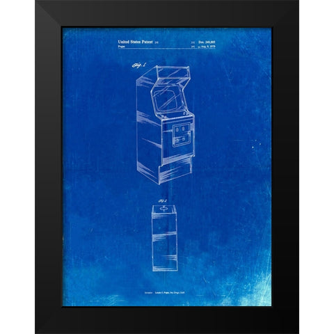 PP362-Faded Blueprint Arcade Game Cabinet Patent Poster Black Modern Wood Framed Art Print by Borders, Cole