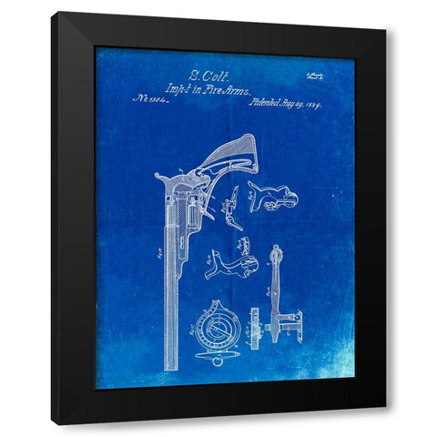 PP409-Faded Blueprint Colt Paterson Patent Poster Black Modern Wood Framed Art Print with Double Matting by Borders, Cole