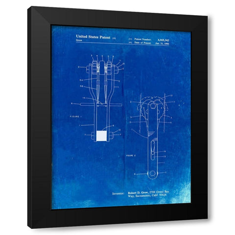 PP418-Faded Blueprint Rock Climbing Cam Patent Poster Black Modern Wood Framed Art Print by Borders, Cole