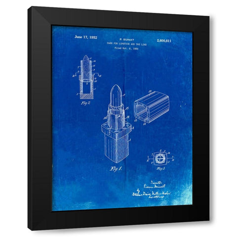 PP460-Faded Blueprint Chanel Lipstick Patent Poster Black Modern Wood Framed Art Print by Borders, Cole