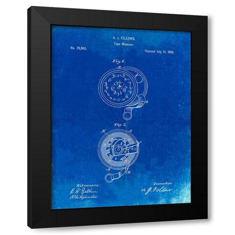 PP468-Faded Blueprint Tape Measure 1868 Patent Poster Black Modern Wood Framed Art Print with Double Matting by Borders, Cole