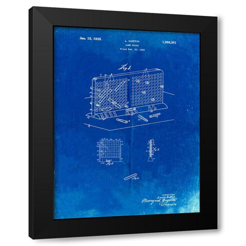 PP519-Faded Blueprint Battleship Game Patent Poster Black Modern Wood Framed Art Print by Borders, Cole