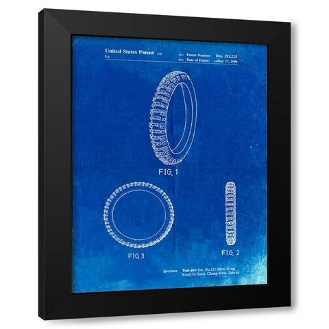 PP600-Faded Blueprint Mountain Bike Tire Patent Poster Black Modern Wood Framed Art Print with Double Matting by Borders, Cole
